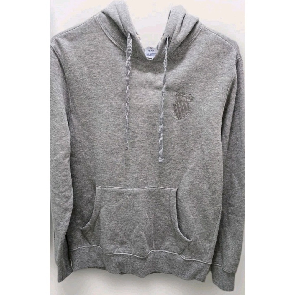 Y2K‎ K-Swiss Shield Logo Hoodie Mens Small Gray Pullover Cotton Blend Streetwear